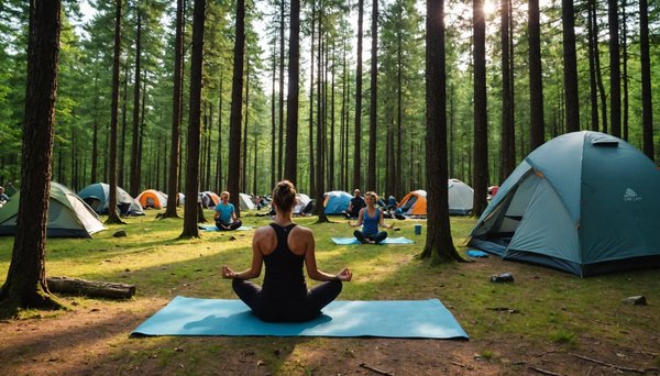 Yoga et relaxation en pleine nature lors d'un camping en forêt